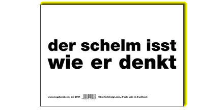   textpostkarte - der schelm isst wie er denkt  